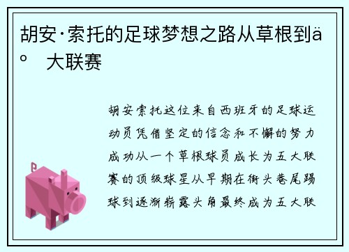 胡安·索托的足球梦想之路从草根到五大联赛
